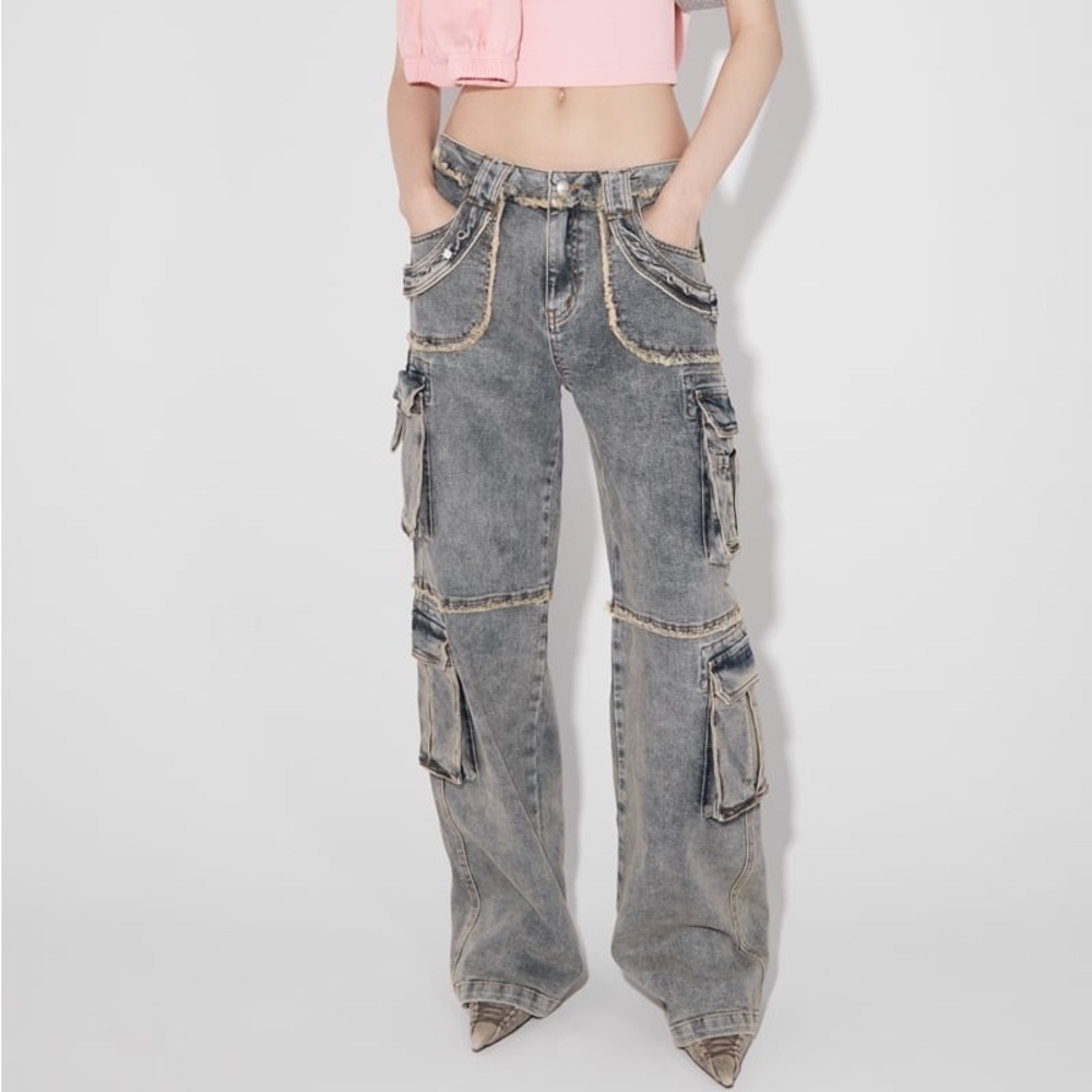 MISBHV Esther Yu Sunset‎ Denim Raver Cargo Jeans Sz S